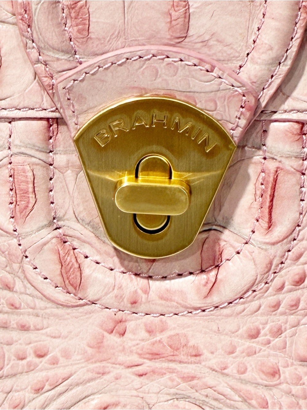 Brahmin Leather Melbourne Manhattan Crossbody Bag Light Pink Gold Hardware - Picture 2 of 6